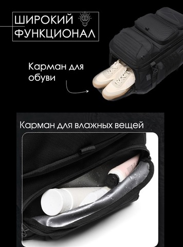 Картинка рюкзак городской Ozuko 9842 Black - 6