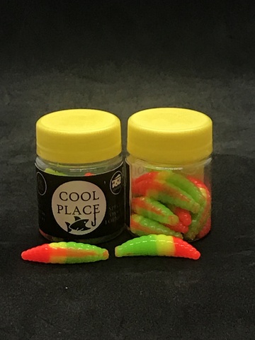 Форелевая силиконовая приманка COOL PLACE MAGGOT 1.6 цвет ЗЕЛЕНО-ЖЕЛТО-КРАСНЫЙ СЫР продажа от 2 шт.