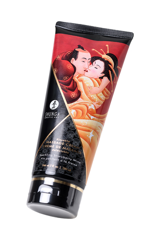 Массажный крем для тела Shunga «Игристое клубничное вино»Sparkling Strawberry Wine, съедобный, 200мл