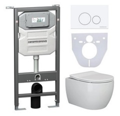 Ceramica Nova CN3001_1001W_1000 Комплект: Подвесной унитаз + Шумоизоляционная панель для инсталляции + Система инсталляции для унитазов с кнопкой смыва фото