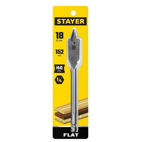 STAYER Flat, 18 x 152 мм, перовое, cверло по дереву (2950-18)