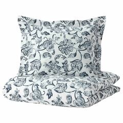 Комплект постельного белья IKEA JUNIMAGNOLIA (ЮНИМАГНОЛИЯ ), Односпальный, Белый с рисунком, 150x200, 50х80 см