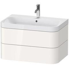 Duravit Happy D.2 Plus HP4347O2222 Тумба подвесная с умывальником 775х490х468 мм, с 1 отв под смесит, 2 ящика, выпуск и сифон в комплекте, цвет белый глянцевый фото