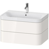 Duravit Happy D.2 Plus HP4347O2222 Тумба подвесная с умывальником 775х490х468 мм, с 1 отв под смесит, 2 ящика, выпуск и сифон в комплекте, цвет белый глянцевый
