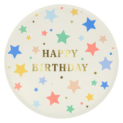 Тарелки большие звёздные "С Днем Рождения" [Happy Birthday] 8 шт. (26 см)