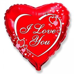 Шар F 18''/46 см, Сердце, I love you, Сердца рядом с надписью, 1 шт.
