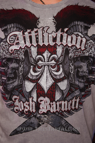 Affliction | Футболка мужская Josh Barnett Tee Grey Signature Series A594G принт спереди