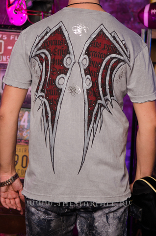 Affliction | Футболка мужская Josh Barnett Tee Grey Signature Series A594G спина