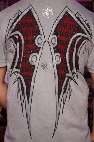 Affliction | Футболка мужская Josh Barnett Tee Grey Signature Series A594G принт на спине
