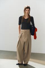 ZARA БРЮКИ BALLOON С ЗАЩИПАМИ, СВЕТЛЫЙ ЖЕЛТО-КОРИЧНЕВЫЙ