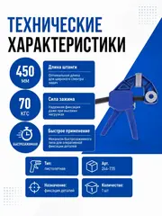 Струбцина пистолетная КОБАЛЬТ 450 мм, быстрозажимная (244-735)