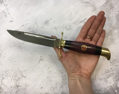 Финка НКВД со звездой, кованая сталь 95х18, карельская береза (бордовая)