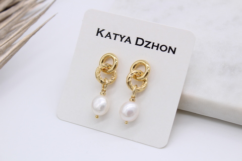 Серьги Katya Dzhon круглые цепи с барочным жемчугом