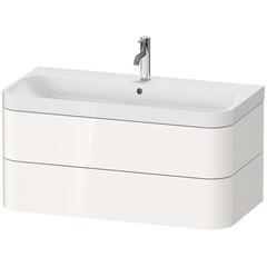 Duravit Happy D.2 Plus HP4348O2222 Тумба подвесная с умывальником 975х490х468 мм, с 1 отв под смесит, 2 ящика, выпуск и сифон в комплекте, цвет белый глянцевый фото
