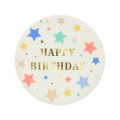 Тарелки маленькие звёздные "С Днем Рождения" [Happy Birthday] 8 шт. (21 см)