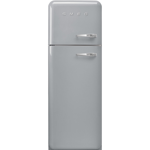 Серебристый холодильник c морозилкой вверху Smeg FAB30LSV6