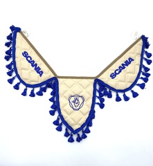 Вымпел тройной Scania (экокожа, бежевый с синей вышивкой)
