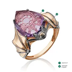Кольцо «Летучая мышь» из золота 585 пробы с аметистом, арт.01-5320-00-203-1110-46
