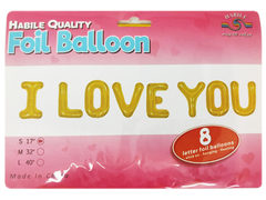Шар К Надпись, I love you, Золото, 17