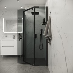 Душевое ограждение Niagara Eco (100х100х190) трапеция, черный, стекло тонированное