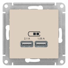 РОЗЕТКА USB 5В/2,1 А механизм БЕЖ. ATN000233