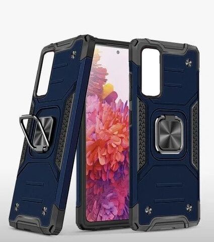 Противоударный чехол для Xiaomi Redmi Note 12 5G синий с пластиной для магнитного автодержателя и кольцом подставкой, чехол на Редми Нот 12