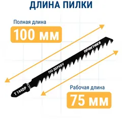 Пилки для лобзика по дереву, ДСП ПРАКТИКА тип T144DP 100 х 75 мм, грубый рез, HCS (2шт.) (034-526)