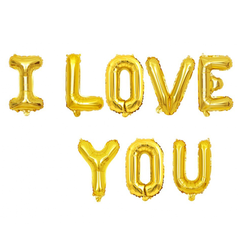 Шар К Надпись, I love you, Золото, 17
