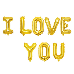 Шар К Надпись, I love you, Золото, 17