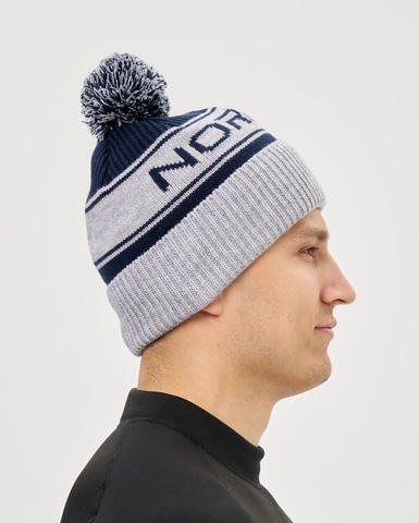 Лыжная шапка c шерстью Nordski Blizzard dark blue-grey
