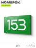 Номер на дверь 153, табличка на дверь для офиса, квартиры, кабинета, аудитории, склада, зеленая 120х70 мм, Айдентика Технолоджи