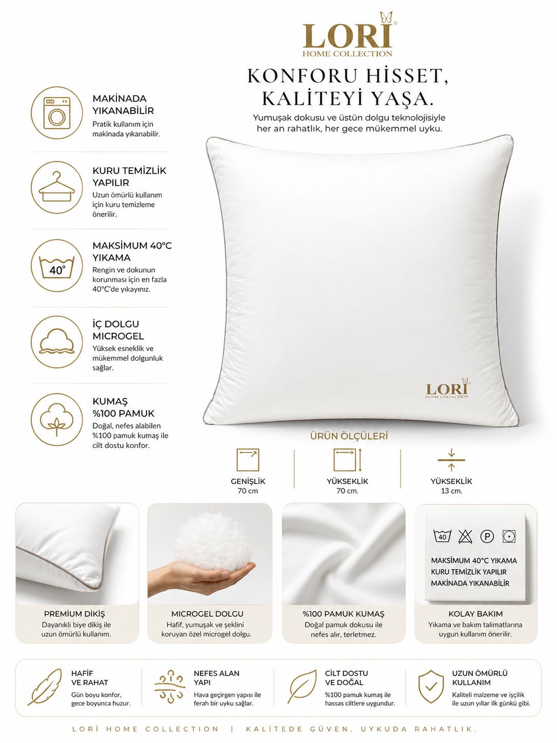 Подушка LORI 70x70 Микрогель