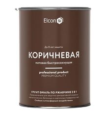 Грунт-эмаль по ржавчине 3в1 матовая коричневая 0,8 Elcon кг