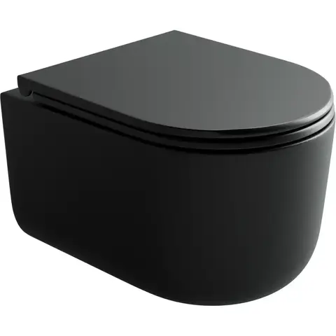 Ceramica Nova Ulma CN4006TMB Подвесной унитаз c ультра тонким сидением с микролифтом, цвет: черный матовый