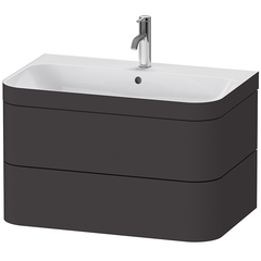 Duravit Happy D.2 Plus HP4637O8080 Комплект мебели 775х490х468 мм, 2 ящ, с 1 отв для смес, в компл.с сиф и донным клап, раковина bi-color, цвет Графит супермат фото