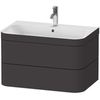 Duravit Happy D.2 Plus HP4637O8080 Комплект мебели 775х490х468 мм, 2 ящ, с 1 отв для смес, в компл.с сиф и донным клап, раковина bi-color, цвет Графит супермат