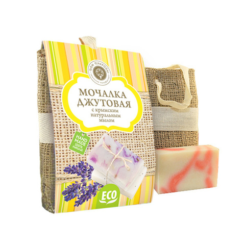 МДП Мочалка джутовая с мылом РОЗА, 100г