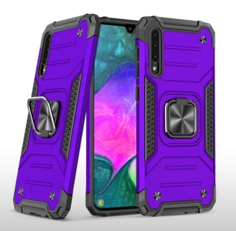 Противоударный чехол для Xiaomi Redmi K40 / Redmi K40 Pro +/ Poco F3 фиолетовый с пластиной для магнитного автодержателя и кольцом подставкой