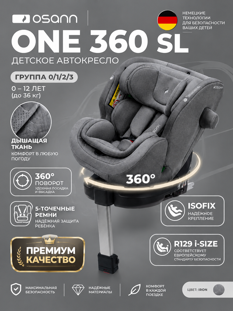 Детское автокресло Osann One360 SL Iron