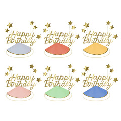 Шляпки-колпачки "С Днем Рождения" [Happy Birthday] 6 шт.