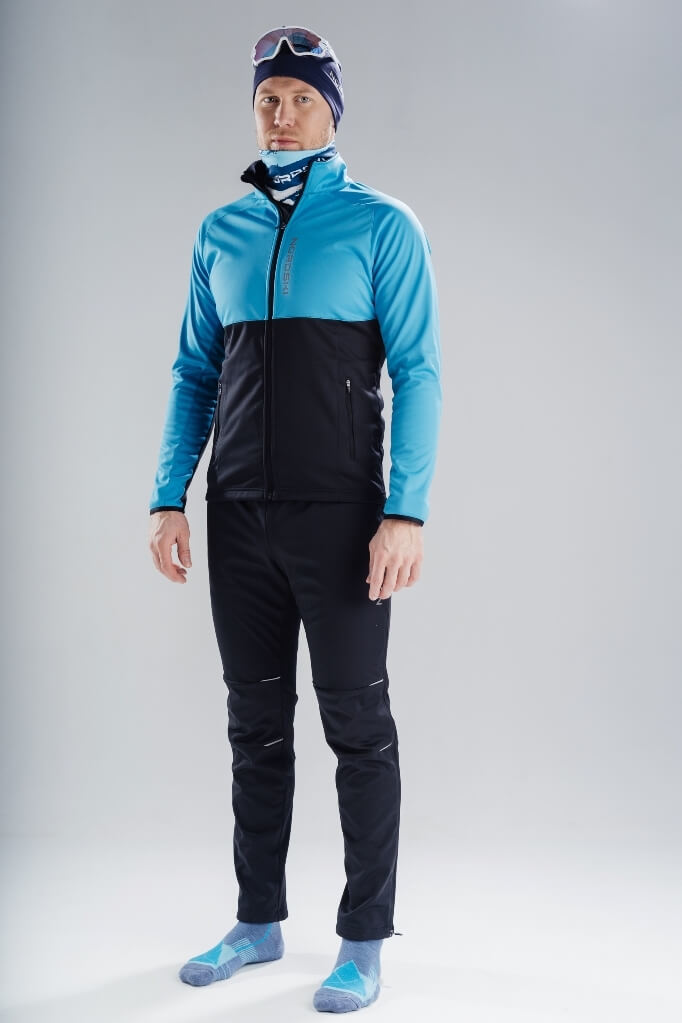 Nordski Premium разминочный лыжный костюм мужской light blue-black