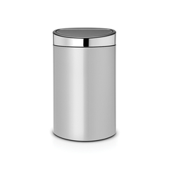 Мусорный бак Touch Bin New (40 л), Серый металлик, крышка стальная полированная