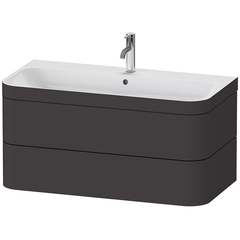 Duravit Happy D.2 Plus HP4638O8080 Комплект мебели 975х490х468 мм, 2 ящ, с 1 отв для смес, в компл.с сиф и донным клап, раковина bi-color, цвет Графит супермат фото