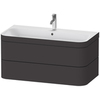 Duravit Happy D.2 Plus HP4638O8080 Комплект мебели 975х490х468 мм, 2 ящ, с 1 отв для смес, в компл.с сиф и донным клап, раковина bi-color, цвет Графит супермат