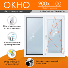 Пластиковое окно 900 х 1100 ТермА Эко + Москитная сетка