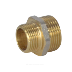 Ниппель латунь никель переходной Ду 40х20 (1 1/2"х3/4") НР 9023 ГОСТ 32585-2013 Aquasfera 9023-09