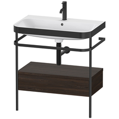 Duravit Happy D.2 Plus HP4742O6969 Консоль напольная с умывальником 775х490х850 мм,с 1 отв под смесит, 1 ящик, выпуск и сифон в комплекте, цвет Орех брашированный фото