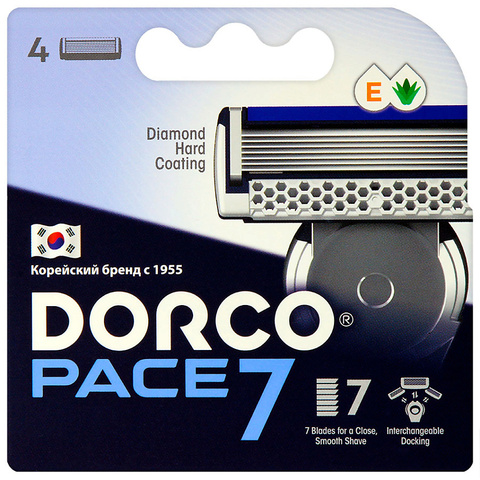 DORCO PACE7 4'S сменные кассеты с 7 лезвиями (Ю.Корея)