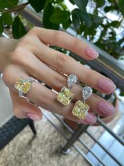4922- Серьги из серебра с желтыми цирконами огранки принцесса и капля