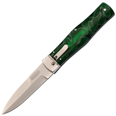 Фото Автоматический складной нож Mikov Predator, сталь N690, рукоять Raffir, зелёный